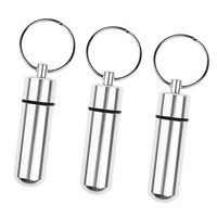 3pcs Portable Mini Waterproof Pill Medicine Case Box Holder Bottle Keyring Key Chain Key Fob - Silver