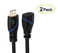 C&E 40 Feet Category 2 Certified - Super HDMI Extension Cable Male to Female, Gold Plated, Black, 2 Pack