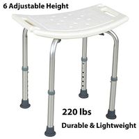 Durable Adjustable 6 Height Medical Shower Chair Bath Tub Seat Bench Stool White