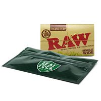 RAW Organic Single Wide/Double Window Rolling Papers (1 Pack) with Leaf Lock Gear Smell Proof Pouch