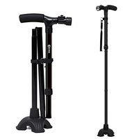 Vbestlife Self Standing Folding Walking Cane Lightweight Walking Stick with LED Light and Cushion Handle Adjustable Folding Cane for Men Women