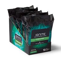 Medline Ignite Mens Body Wipes, Shower Wipes with Bold Stimulating Scent, 5 Packs of 10 Wipes, Great for After Gym Wipes, Camping Wipes, Travel Wipes, Extra Thick 8 x 8 inch Wipes