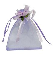 Ankirol 50pcs Sheer Organza Favor Bags for Wedding 3.8x4.8'' Gift Bags Samples Display Drawstring Rose Pouches (Light Purple)
