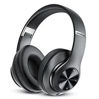 Bluetooth Headphones Over-Ear, 60 Hours Playtime Foldable Lightweight Wireless Headphones Hi-Fi Stereo with 6 EQ Modes, Bass Adjustable Headset with Built-in HD Mic, FM, SD/TF for PC/Home