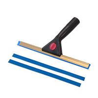 Shower Squeegee 14‘’ Stainless Steel Shower Squeegee Window Cleaner Tools for Shower Doors, Bathroom, Window and Car Glass with 2 Free Replacement Microfiber Rubber Strips-Lightweight Type Black