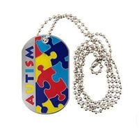 Autism Necklace Alert Medical ID Stainless Steel Dog Tag Emergency Jewelry ASD