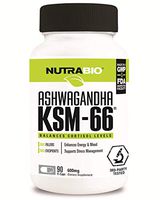 NutraBio Ashwagandha KSM-66 Herbal Supplement (90 Vegetable Capsules, 600mg Each)