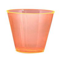 Party Essentials Hard Plastic 9-Ounce Party Cups, Tumblers, Neon Orange, 25-Count