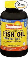 Sundance Vitamins Fish Oil 1000 mg /Omega-3 300 mg Natural Lemon Flavor - 200 Softgels