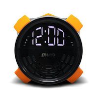 QQA Digital Dual Alarm Clock FM Radio USB Charger with Sleep Timer Snooze Multiple Sounds, Yellow