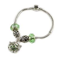 Sier Valentine Heart Aromatherapy Perfume Essential Oil Diffuser Bracelet Locket with Lava Stone (Green)