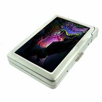 Psychedelic Boombox Em1 Hip Silver Cigarette Case With Built In Lighter 4.75" X 2.75" Id Holder Metal Wallet RFID Protection
