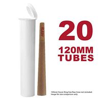 120MM White Doob Tubes | 20 Pack | Waterproof Airtight and Smell Proof Blunt Vial Container | Child Resistant with Squeeze Pop Tops | BPA-Free | Ideal for Storing King Size Pre Rolled Raw Cones 