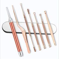 AOXIANG 7PCS Ear Wax Removal Tool Ear Cleaner Kit, Stainless Steel Ear Curette, Earwax Pick Spoons, Cleaning Brush Set with Storage Box Visible Picking Tool