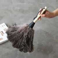 Ostrich Feather Duster for Car Duster Interior/Exterior Cleaner and Blinds Kitchen Keyboard Office with Wooden handle