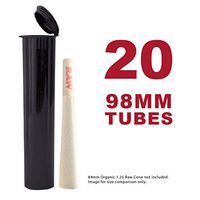 98MM Black Doob Tubes | 20 Pack | Waterproof Airtight and Smell Proof Blunt Vial Container | Child Resistant with Squeeze Pop Tops | BPA-Free | Ideal for Storing Pre Rolled Raw Cones
