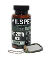 MilSpec Men's High Potency Vitamin D, 5000 IU, Supports Heart, Bone, Joint and Immune Health, One Month Supply, 30 Vegetable Caps