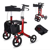 Lqdpdd Lightweight Folding Four Wheel Rollator Walker with Padded Seat, Lightweight Folding Aluminum Rollator Walker, Adjustable Seat and Arms Transport Chair, Load Bearing 300 Lb