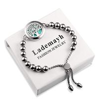 Lademayh Essential Oil Diffuser Bracelet for Women Girls Man, Tree of Life Design Beads Bracelet Aromatherapy Jewelry(25mm, 12 Felt Pads)