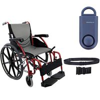 Karman S-Ergo 115 Ultra Lightweight Ergonomic Wheelchair | Seat Size 18" X 17" | Swing Away Footrest | Fixed Wheels and Mag Wheels in Red & Free 130 dB Matte Blue Safety Alarm! + Black Belt!