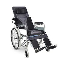 Recliner Folding Wheelchair Lightweight Full Arm Detachable Padded Flip Back with Swing Away Elevating Legrests Lightweight Carbon Steel Folding Wheelchair