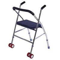 FLYSXP Elderly Walker Wheel + Cloth Pad Stainless Steel Folding Walker Walker Stroller Wheelchair