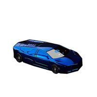 Dual Arc Plasma Lighter Windproof Battery Indicator Touch-Start Lighter with LED Light USB Rechargeable Car Shape Cool Novelty Electric Lighter (Blue)