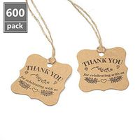 Kingrol 600 Pcs Thank You Tags with 650 Feet Natural Jute Twine, Paper Gift Tags for Baby Shower, Wedding Favor, Party Favor, Craft
