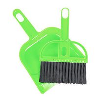 NPLE--Mini Broom Dustpan Brush Set Soft Cleaning Sweeper Hand Home Keyboard Dust Pan (Green)