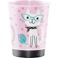 Club Pack of 12 Pink and White Purr-fect Party Hot and Cold Beverage Cups 16 oz