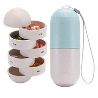 Amriu Grain Fiber Moisture Proof Weekly Pill Organizer, BPA Free Travel Camping 7 Day Pill Box Case with Unique Waterproof and Portable Design to Hold Vitamins, Fish Oil, Supplements and Medication