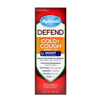 Cold and Cough Medicine by Hyland's Defend, Nighttime, Syrup for Dry Cough, Decongestant, and Sore Throat Relief, Natural Cold Medicine for Adults, 4 Oz