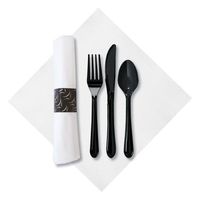 Hoffmaster 119984 FashnPoint CaterWrap Pre-Rolled Dinner Napkin and Heavyweight Cutlery, Crescent, White/Black (Case of 100)