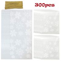 Tongnian 100 Pieces Snowflake cellophane Treat Bags with Twist Ties and 200 Pieces Clear Self- Adhesive Treat Cookie Bags for Christmas Party Wedding Birthday Gift Supplies (style2)
