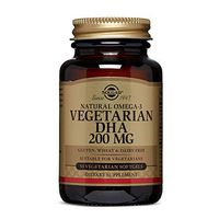 Solgar Omega-3 Vegetarian DHA 200 mg Vegetarian, 50 Softgels - Support for Cardiovascular, Joint & Skin Health - Contains DHA-Rich Algal Oil - Vegan, Gluten Free, Dairy Free - 50 Servings