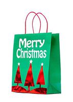12 PCs Hot Stamping Kraft Paper Gift Bags for Christmas, Holiday Party, Shopping, Gift Wrapping (12'' X 10.2''X 4.7'') (Christmas Tree)