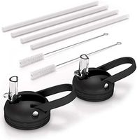 The Sip Straw Lid for Vacuum Insulated Wide Mouth Water Bottles, 2 Lids, 4 Straws and 2 Brushes Pack