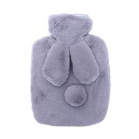 Milisten Silicone Hot Water Bag Plush Rabbit Hot Water Bottle Warm Relief Winter Hand Warmer Valentine Birthday Gift for Girls Women Elder Light Grey