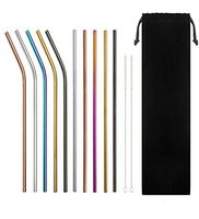 VERYLULU Reusable Stainless Steel Drinking Straws for 20/30oz Tumblers Cold Beverage, 10PCS 8.5" Extra Long Metal Straws with 2 Cleaning Brush and Carry Bag,FDA-Approved Ecofriendly Straw(Multicolor)