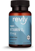 Amazon Brand - Revly Vegan Vitamin D3, 50 mcg (2000 IU) Per Serving (2 Capsules), 60 Capsules, Food-Sourced, Gluten Free, Supports Strong Bones and Immune Health
