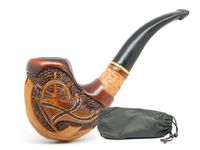 Dr.Watson - Tobacco Smoking Pipe - Steering Wheel and Navy FLAG - Hand Made, Pear wood + Gift Pouch