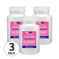 ValMed Allergy Relief Antihistamine Diphenhydramine HCl 25mg 3 Pack Total 108 Tablets- Relieves Itchy Eyes Sneezing Runny Nose - Indoor & Outdoor Allergies