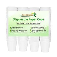 FirstChoice EcoNaturals Disposable White Paper Cups - 10oz - 100 Count - Plastic Cup Alternative…