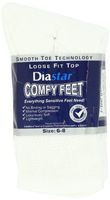 Diastar Comfy Feet Diabetic Socks, White, 6-8, 3 pack