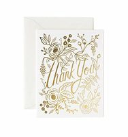 Marion Gold Floral Thank You Note Cards by Rifle Paper Co. -- Set of 8 Cards and Envelopes