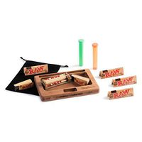 11 Item Bundle - Beamer Juju Bamboo Rolling Tray, Raw 79mm Roller, 4 Raw Natural 1 ¼ Rolling Paper, 2 Raw Tips, Beamer 98mm Squeeze Tubes, Velvet Bag