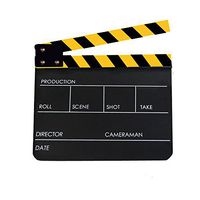 Professional Acrylic Clapper Board Slate 9.6x11.7" /25x30cm with Black/Yellow Sticks for TV Film Home Movie Action Scene Director Film Clapboard, Black