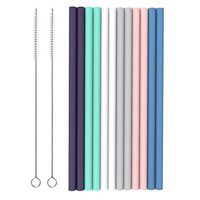 Reusable straw 12 Set Silicone Drinking Straws for 30oz and 20oz Tumblers Reusable Silicone Straws BPA Free Extra Long with Cleaning Brushes- Straight- 5.5mm diameter