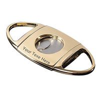 Personalised Cigar Cutter Stainless Steel Double Blade Guillotine Cigar Scissors with Free Engraving(Gold)