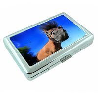 Funny Animal Faces S7 Silver Cigarette Case Metal Wallet Id Holder 4" X 2.75" RFID Protection